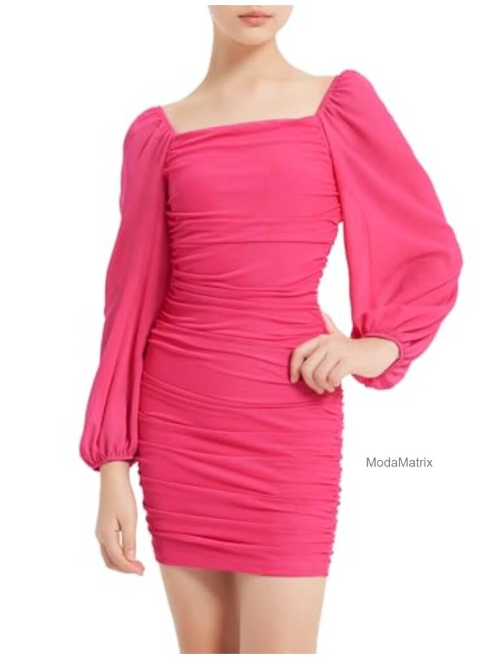 Girls Ruched Bodycon Mesh Dress, Long Sleeve, Special Occasion